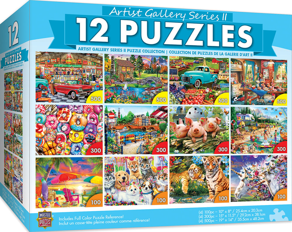 Masterpieces Puzzle 12 Pack Artist Gallery Series 2 Puzzle (4x 100,4x 300,4x 500)