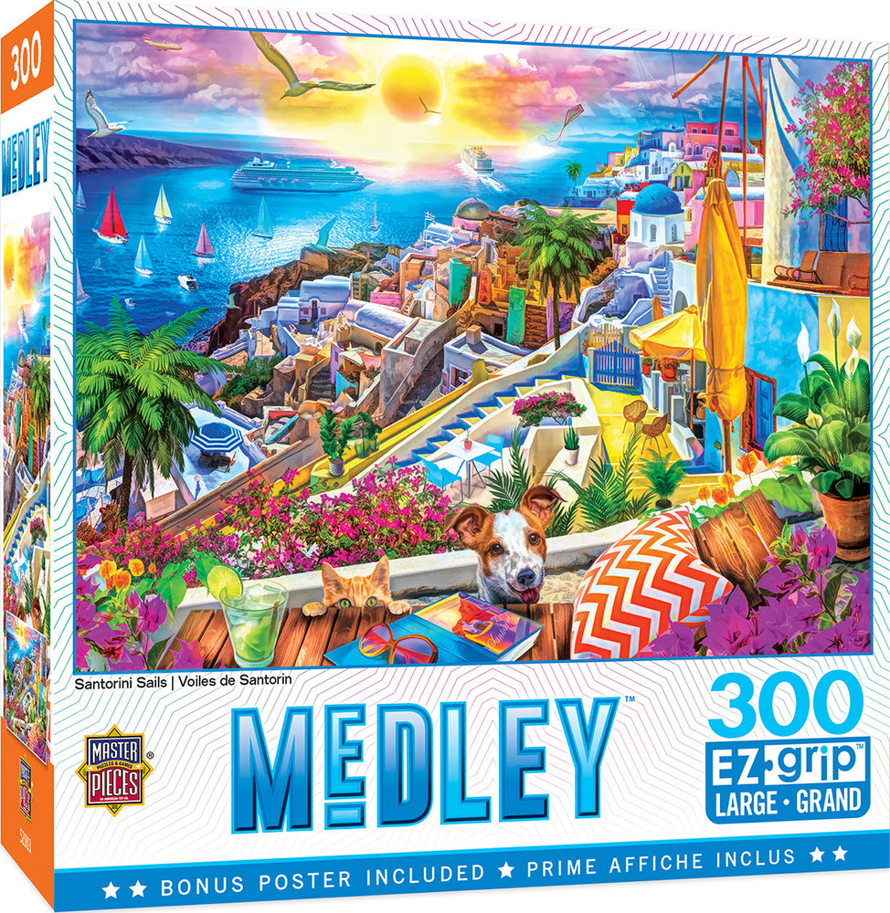 Masterpieces Puzzle EZ Grip Medley Santorini Sails Puzzle 300 pieces