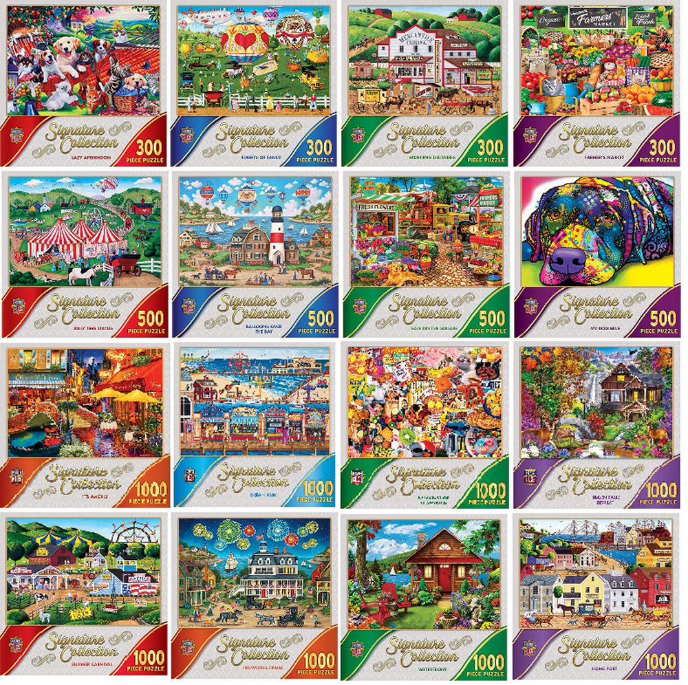 Masterpieces Puzzle Signature Collection 16 Pack Puzzle Assortment (16 in the Assortment) (4x 300, 4x 500, 8x 1000)