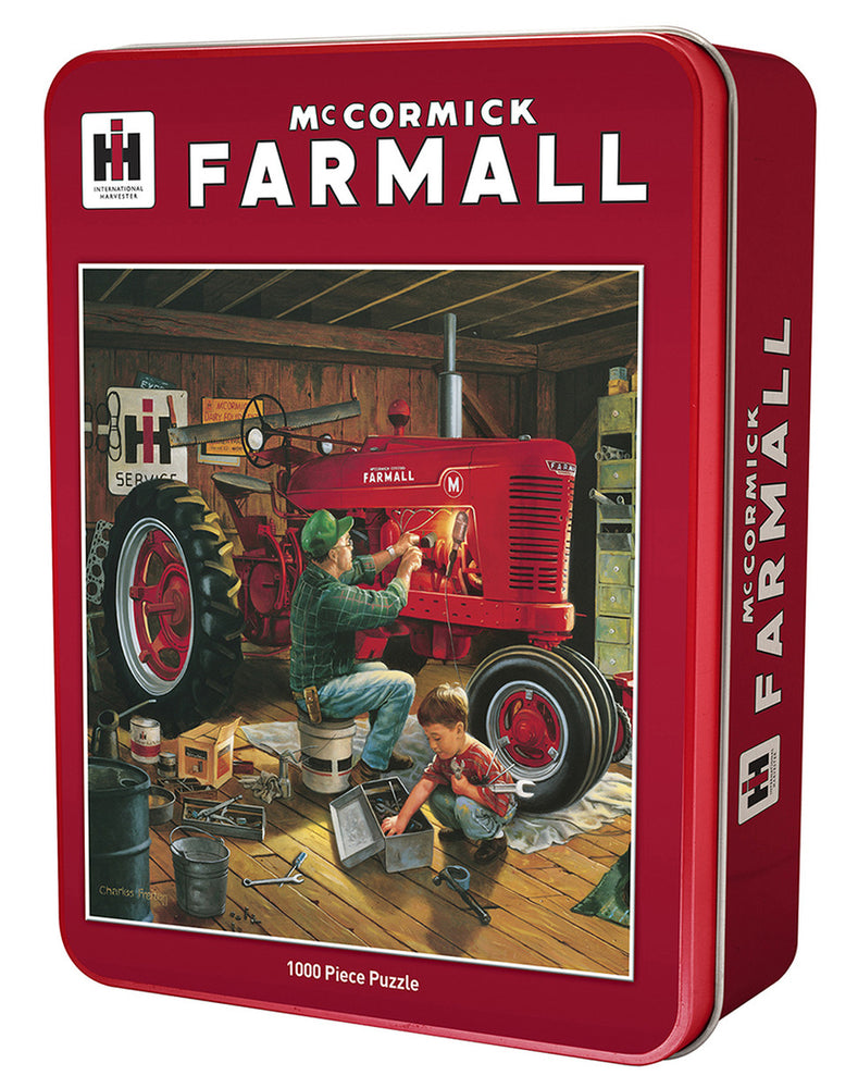 Masterpieces Puzzle McCormick Farmall Forever Red Tin Box Puzzle 1000 pieces