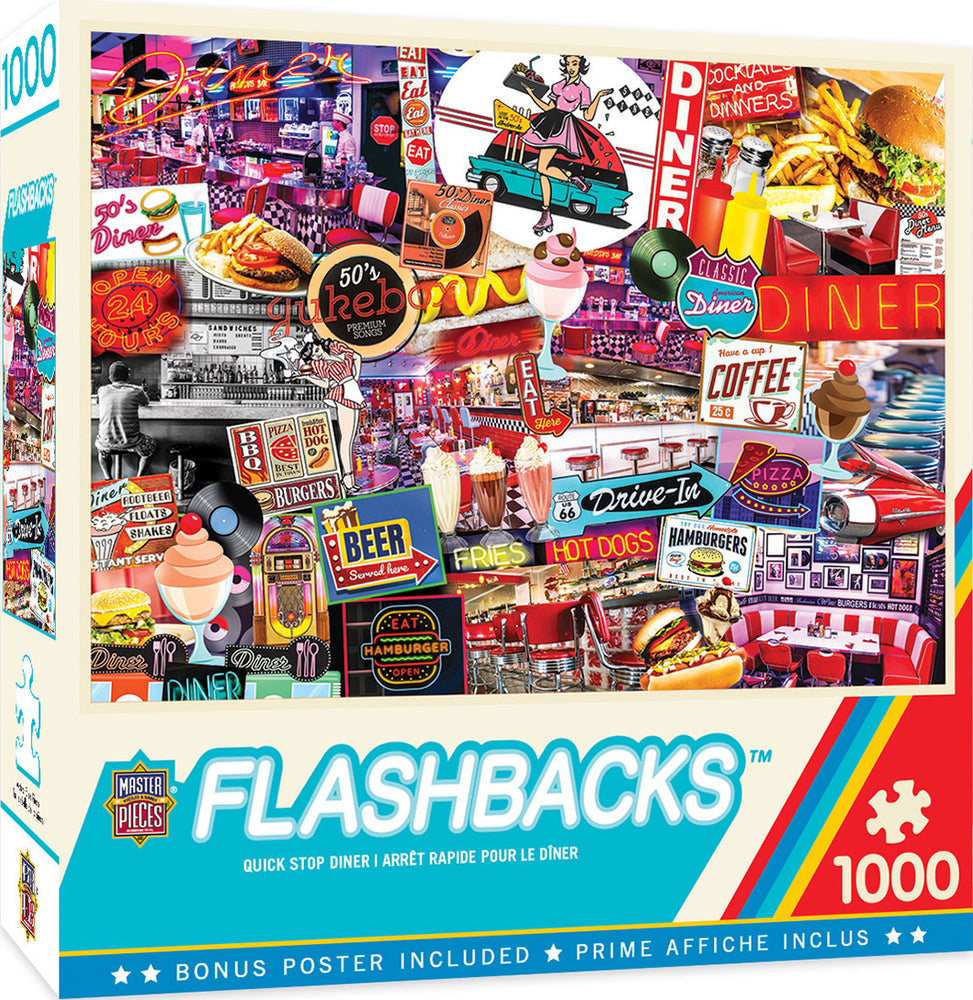 Masterpieces Puzzle Flashbacks Quick Stop Diner Puzzle 1000 pieces