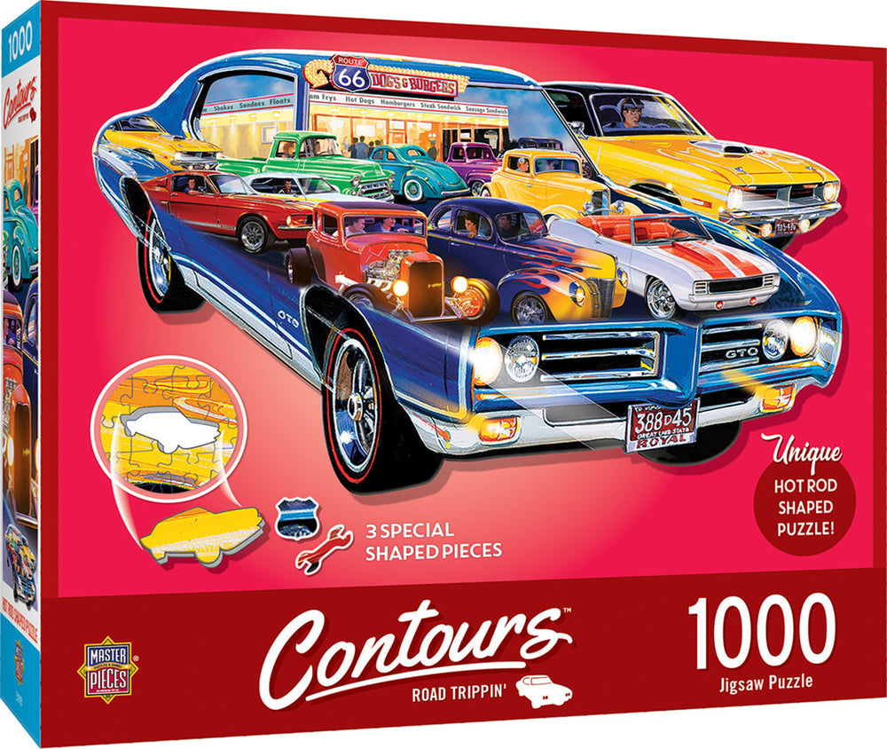 Masterpieces Puzzle Contours Shaped Hot Rods Shape Puzzle 1000 pieces