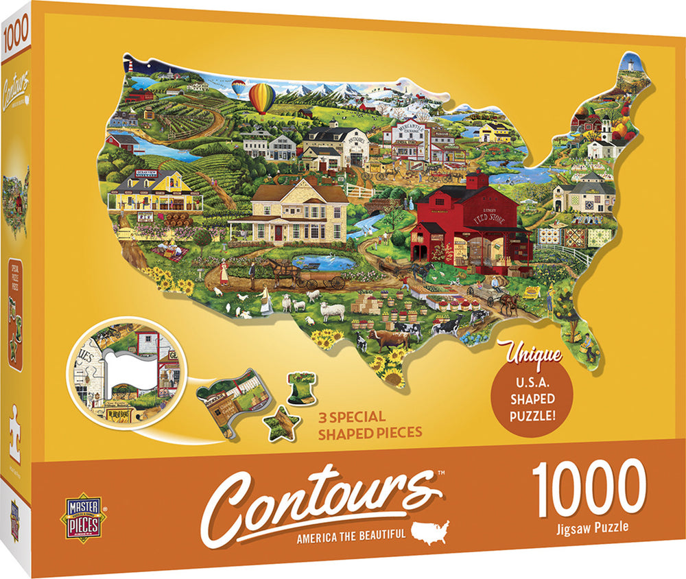 Masterpieces Puzzle Contours Shaped United States Shape Puzzle 1000 pieces
