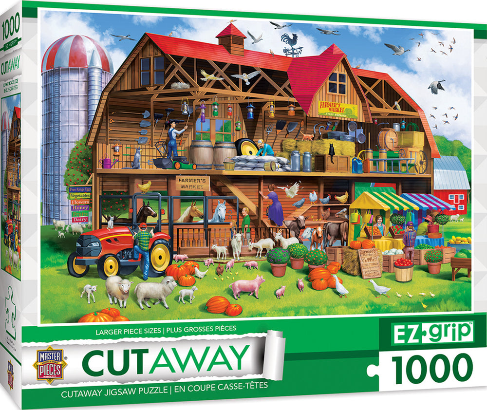 Masterpieces Puzzle Cutaway Family Barn Ez Grip Puzzle 1000 pieces