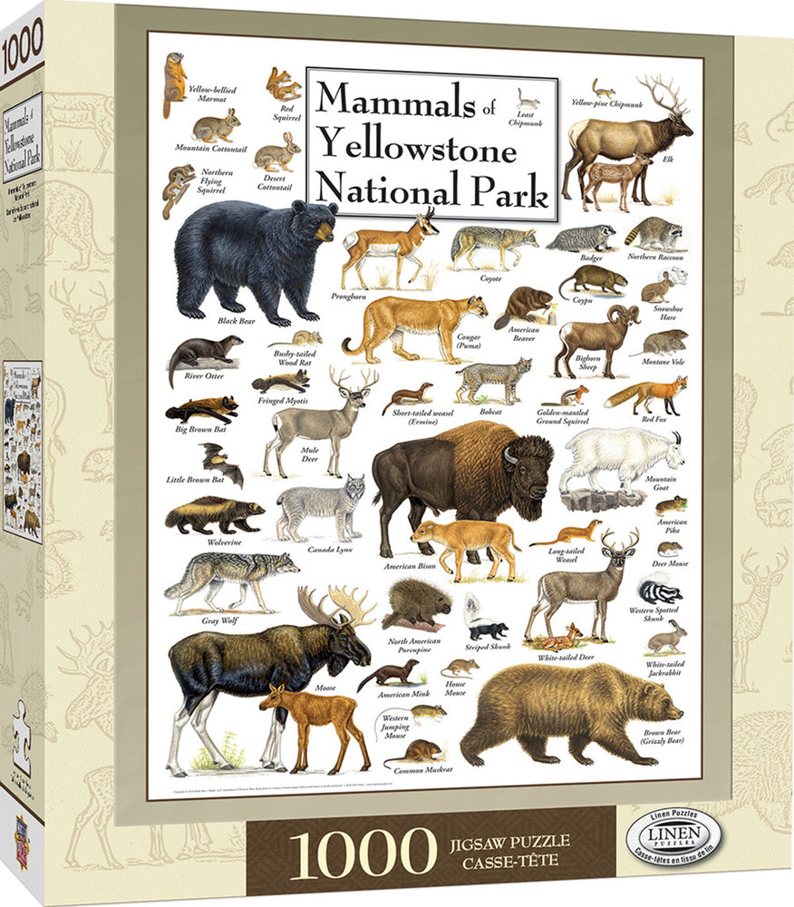 Masterpieces Puzzle Poster Art Mammals of Yellowstone National Park Puzzle 1000 pieces