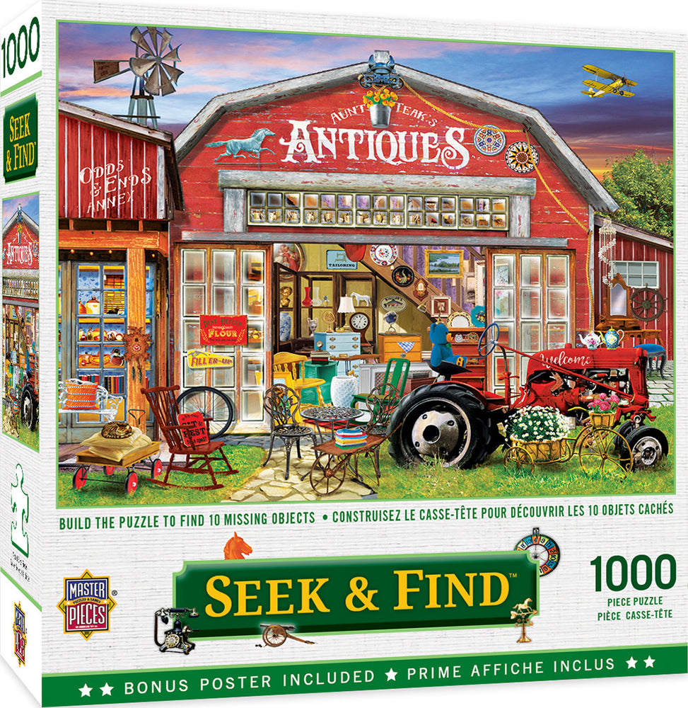Masterpieces Puzzle Seek & Find Antiques for Sale Puzzle 1000 pieces