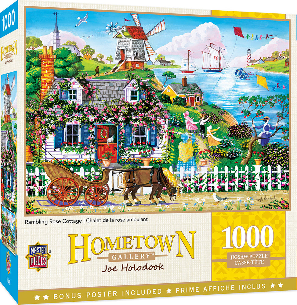 Masterpieces Puzzle Hometown Gallery Rambling Rose Cottage Puzzle 1000 pieces