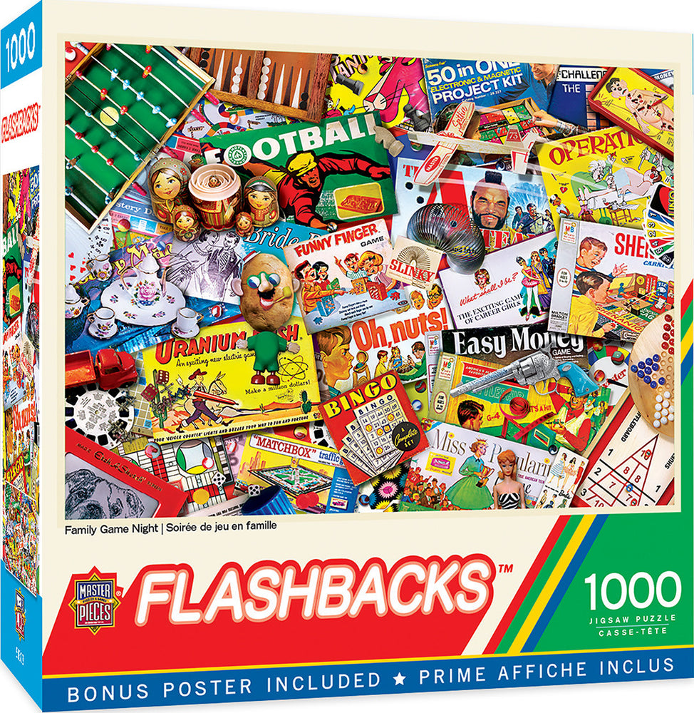 Masterpieces Puzzle Flashbacks Family Game Night Puzzle 1000 pieces