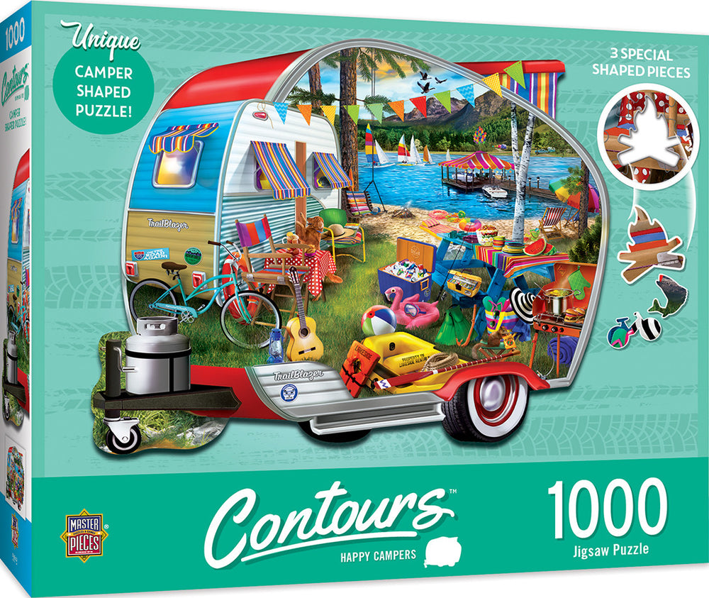Masterpieces Puzzle Contours Shaped Happy Campers Puzzle 1000 pieces