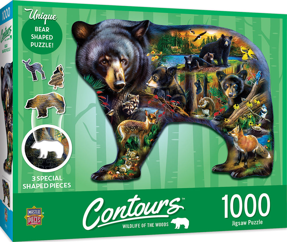 Masterpieces Puzzle Contours Shaped Wildlife of the Woods Puzzle 1000 pieces