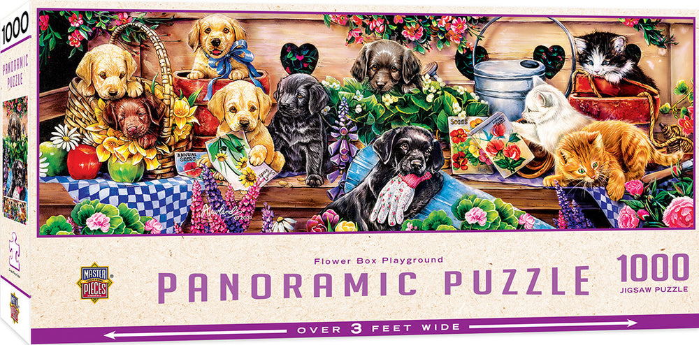 Masterpieces Puzzle Artist Panoramics Flower Box Playground Puzzle 1000 pieces