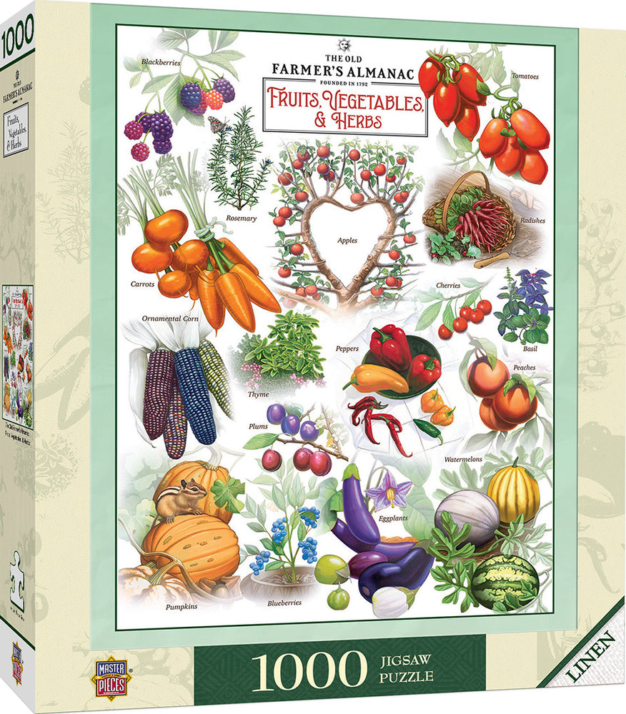 Masterpieces Puzzle Farmers Almanac Fruits Vegetables and Berries Puzzle 1000 pieces