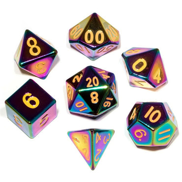 MDG 16mm Metal Polyhedral Dice Set: Torched Rainbow