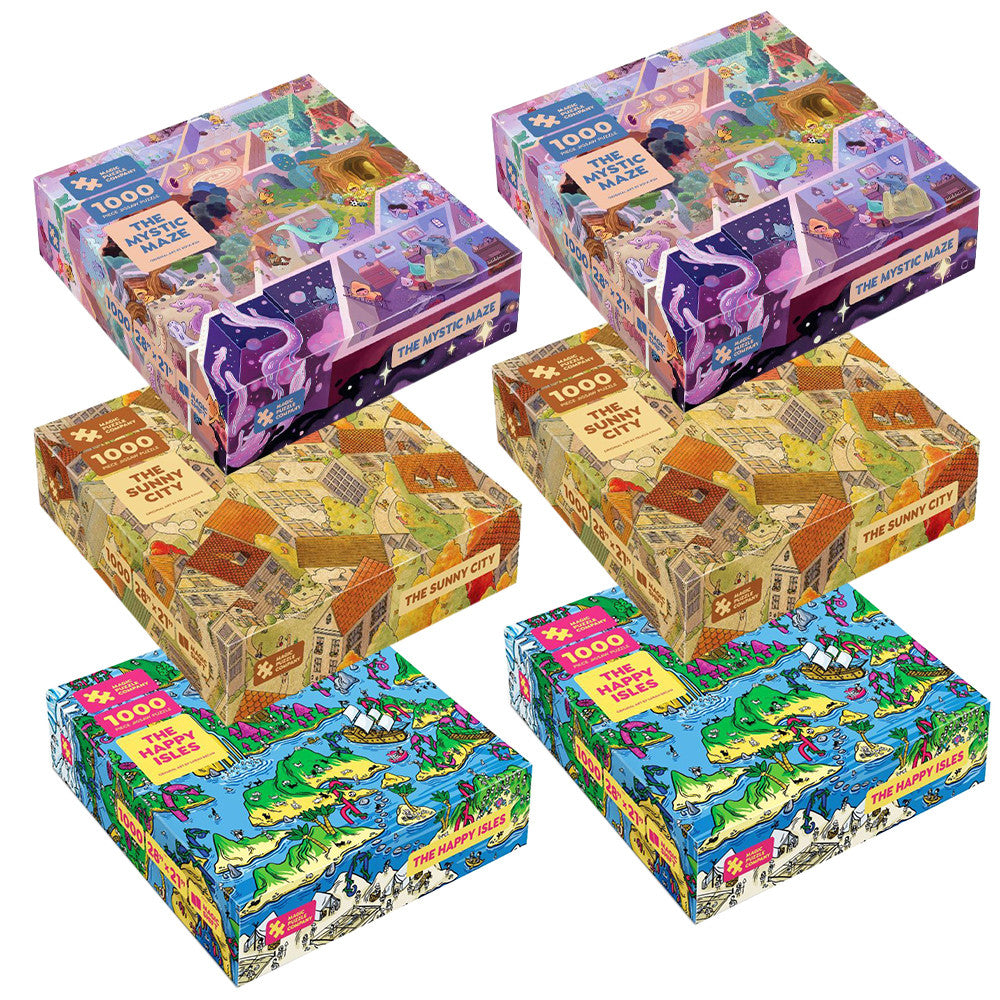 Magic Puzzle Company Mixed Case of 6 (1x Happy Isles / 3x Mystic Maze / 2x Sunny City)