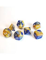 Chessex Gemini Polyhedral Blue-Gold/White 7-Die Set CHX 26422