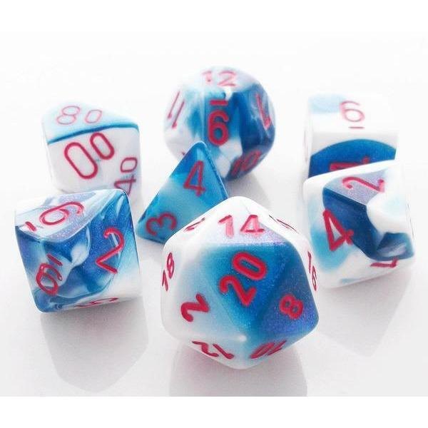 Chessex Gemini Astral Blue White/Red 7-Die Set CHX 26457