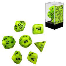 Chessex Vortex Bright Green/black 7-Die Set CHX 27430