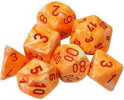 Chessex Festive Polyhedral Sunburst/Red 7-Die Set CHX 27453