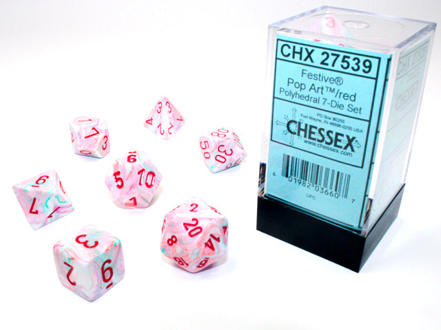 Chessex: Festive® Polyhedral Pop Art™/red 7-Die set