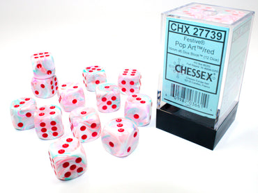 Chessex: Festive® 16mm d6 Pop Art™/red Dice Block™ (12 dice)