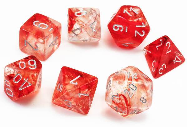 Chessex Nebula Red/Silver 7-Die Set CHX 30009
