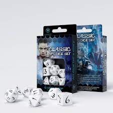 Q-Workshop Classic RPG White & Black Dice Set (7)