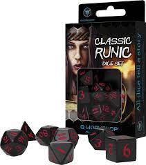 Q-Workshop Classic Runic Black & Red Dice Set (7)