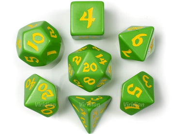 Q-Workshop Classic Runic Green & yellow Dice Set (7)