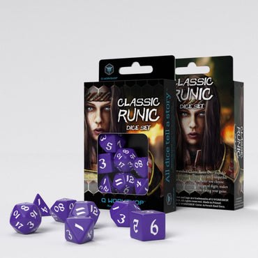 Q-Workshop Classic Runic Purple & white Dice Set (7)