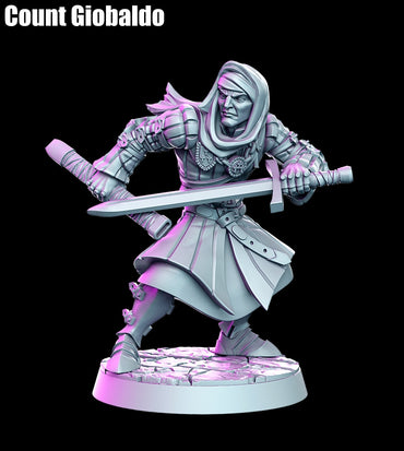 Count Giobaldo - A Witcher Contract D&D 3D Resin Printed 32mm Miniature - Green Wildling Miniatures
