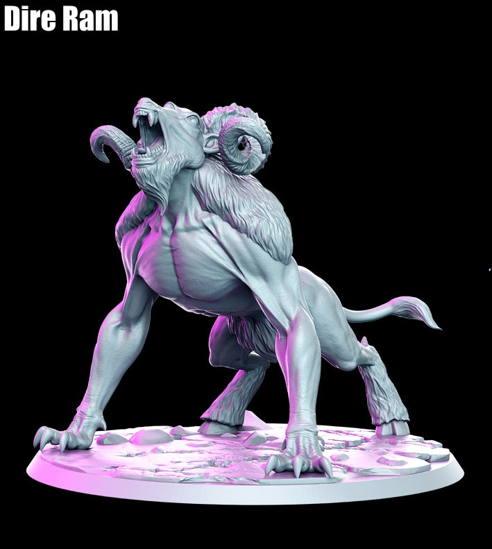 Dire Ram - A Witcher Contract D&D 3D Resin Printed 32mm Miniature - Green Wildling Miniatures