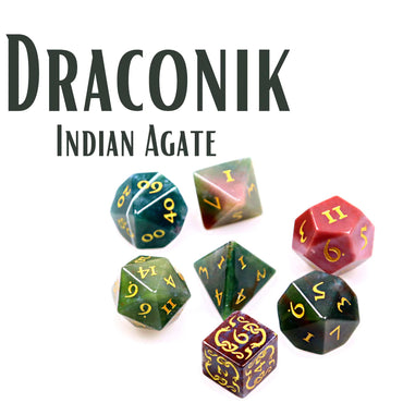 Draconik Indian Agate RPG Dice Set - Level Up Dice