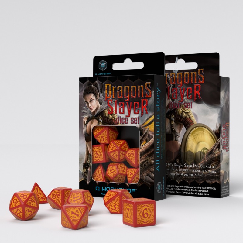 Q-Workshop Dragon Slayer Red & orange Dice Set (7)