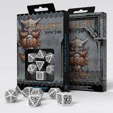 Q-Workshop Dwarven White & Black Dice Set (7)