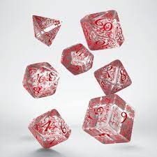Q-Workshop Elvish Translucent & red Dice Set (7)