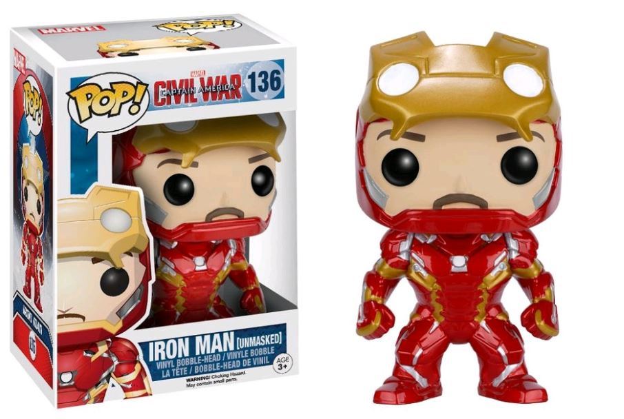 Iron Man (Unmasked) #136 Captain America Civil War Pop! Vinyl