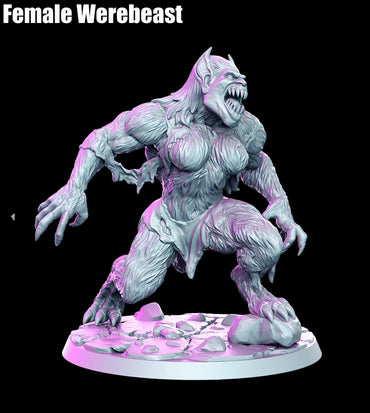 Female Werebeast - A Witcher Contract D&D 3D Resin Printed 32mm Miniature - Green Wildling Miniatures