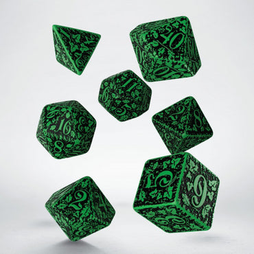 Q-Workshop Forest 3D Green & Black Dice Set x7 Dice