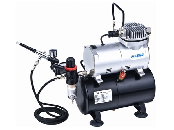 Hseng Air Compressor with Holding Tank Kit (Includes Hose & HS-80 Airbrush) [AS186K]