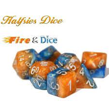 Halfsies Dice - Fire & Dice 7 Dice Polyhedral Set