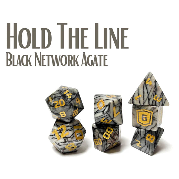Hold the Line Black Network Agate RPG Dice Set - Level Up Dice