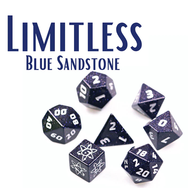Limitless Blue Sandstone RPG Dice Set - Level Up Dice