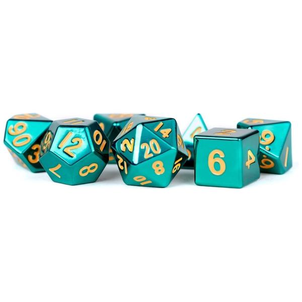 MDG Metal Polyhedral Dice Set - Turquoise Painted