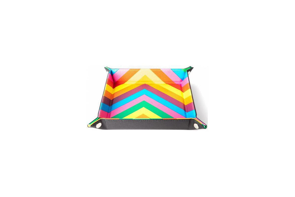 MDG Velvet Folding Dice Tray with Leather Backing - Rainbow