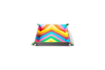 MDG Velvet Folding Dice Tray with Leather Backing - Rainbow