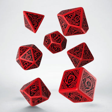 Q-Workshop Celtic 3D Revised Red & Black Dice Set (7)