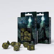 Q-Workshop Runic Black & Yellow Dice Set (7)
