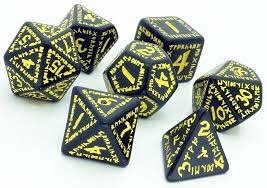 Q-Workshop Runic Black & Yellow Dice Set (7)