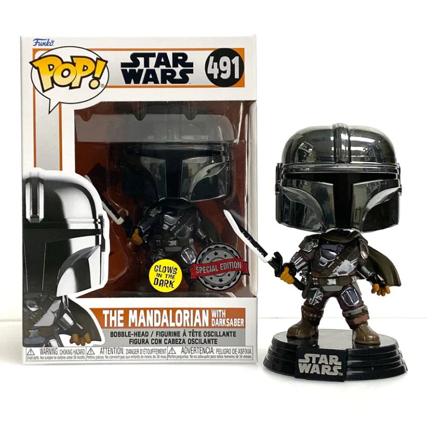The Mandalorian with Darksaber (Glow in the Dark Special Edition) #491 Star Wars Pop! Vinyl