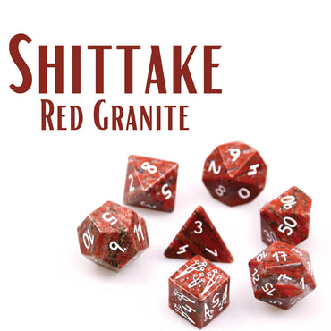 Shittake Red Granite RPG Dice Set - Level Up Dice